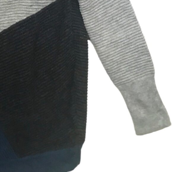 DKNY Color Block Ribbed Knit Sweater Cashmere Blend Boat Neck Oversized Minimal - Picture 7 of 16